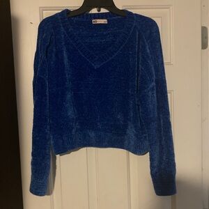 SO Royal Blue V-Neck Crop Top Sweater